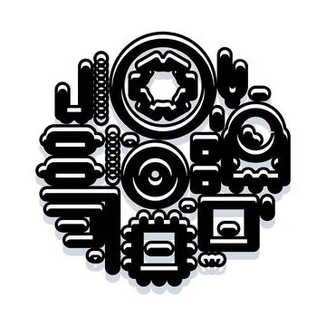Electronic components forming a circular structure Stock Illustration
