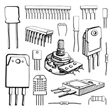 Electronic components. Stock Illustration