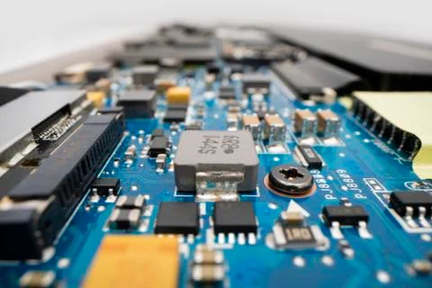 Electronic components inside a laptop computer Foto stock