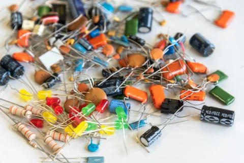 Electronic components with LEDs Stock-Fotos