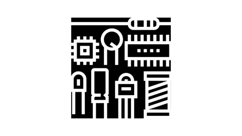 Electronic components manufacturing engineer glyph icon animation Stock Footage 326153672
