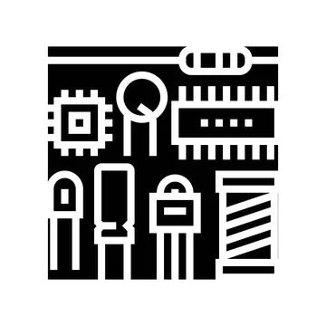 Electronic components manufacturing engineer glyph icon vector illustration Illustrazione stock