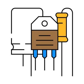 Electronic components manufacturing engineer icon color illustration Stock Illustration