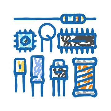 Electronic components manufacturing engineer icon doodle illustration Stock Illustration