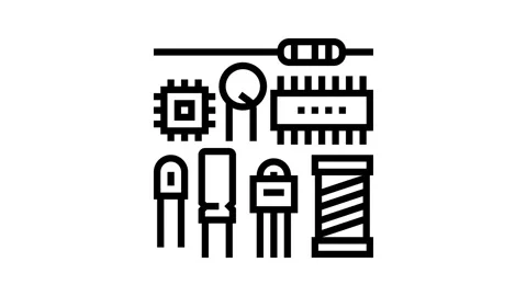Electronic components manufacturing engineer line icon animation Stock Footage 326132635