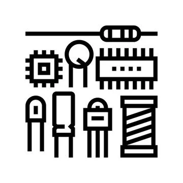 Electronic components manufacturing engineer line icon vector illustration Stock Illustration