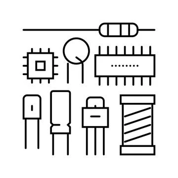 Electronic components manufacturing engineer line icon vector illustration Stock Illustration
