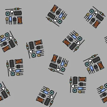 Electronic components manufacturing engineer vector seamless pattern Illustrazione stock
