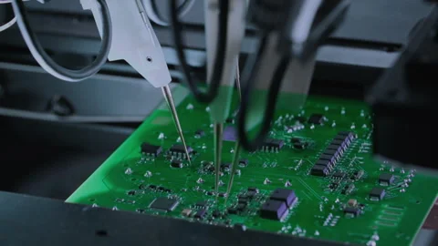 Electronic components. Printed circuit board moves with SMD Stock Footage 307101328