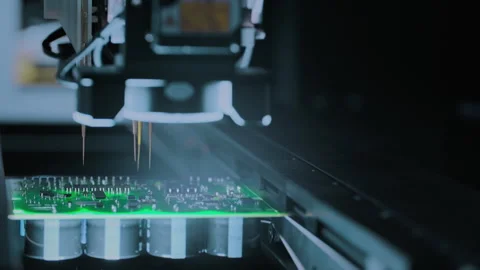 Electronic components. Printed circuit board moves with SMD, PCB. Welding solder Stock Footage 319050033