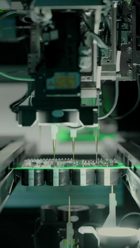 Electronic components. Printed circuit board moves with SMD Stock Footage 319213449
