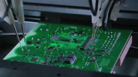 Electronic components. Printed circuit board moves with SMD, PCB. Welding solder Stock Footage 319213552