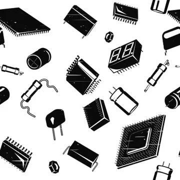 Electronic components in retro Stock-Illustration