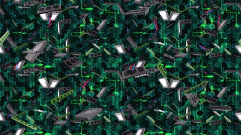 ELECTRONIC Computer component hardware Wallpaper loop tile Falling. This is a Stock Footage 305755580