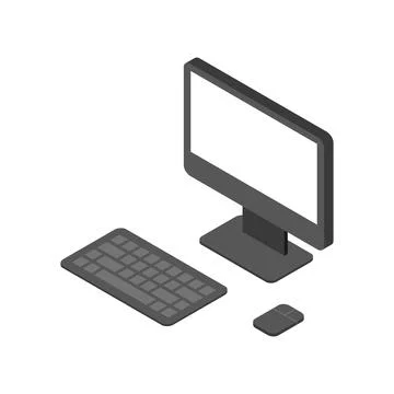 Electronic computer isometric design with keyboard monitor and mouse 3d vecto Stock Illustration