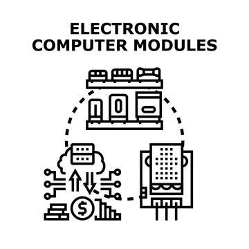 Electronic computer modules connecting cloud data economy 스톡 일러스트