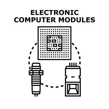 Electronic computer modules processing digital technology data Stock-Illustration