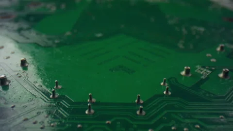 Electronic computer motherboard. Closeup integrated communication processor Stock Footage 132324736