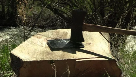Electronic Computer Tablet Struck by Ax Axe After Pickax Stock Footage 274174552