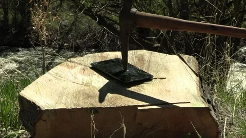 Electronic Computer Tablet Struck by Pickax Stock Footage 274174386