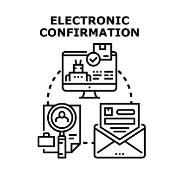 Electronic confirmation process digitizing information verification イラスト素材