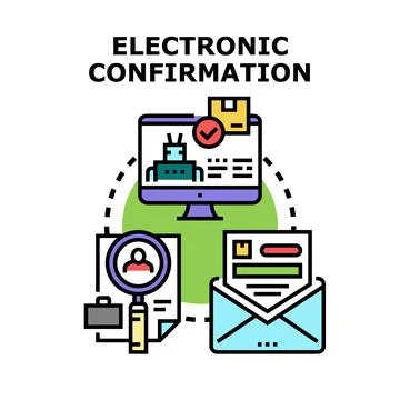 Electronic confirmation process digitizing information verification Illustrazione stock