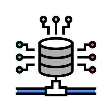 Electronic connection digital processing color icon vector illustration Stock Illustration