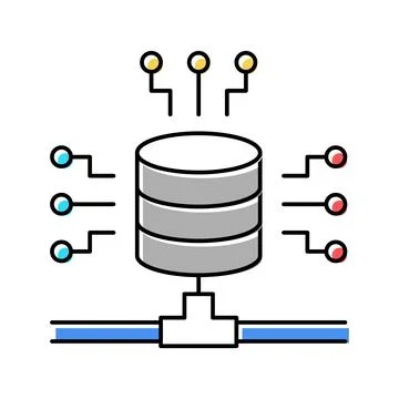 Electronic connection digital processing color icon vector illustration Stock Illustration