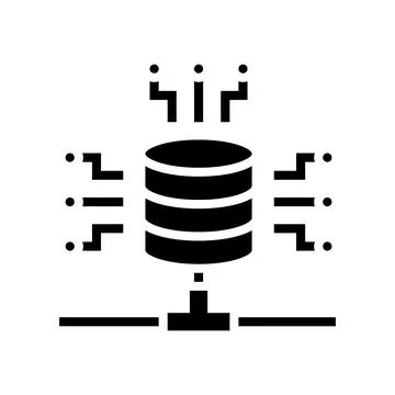 Electronic connection digital processing glyph icon vector illustration Stock Illustration