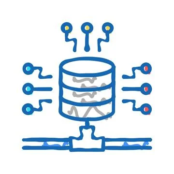 Electronic connection digital processing icon doodle illustration Stock Illustration