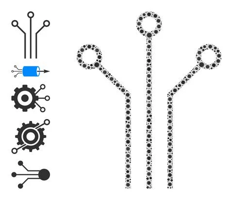 Electronic Connections Icon - Pandemic Composition and Additional Icons Ilustração Stock
