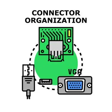 Electronic connectors organizing data flow on circuit board Stock-Illustration