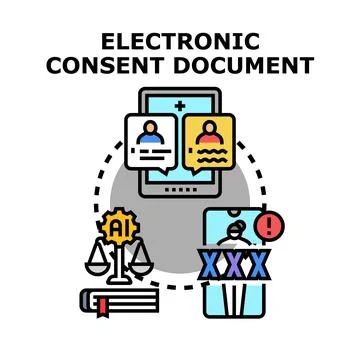 Electronic consent document process for digital data security Stock Illustration