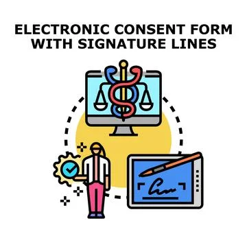 Electronic consent form signing process with digital signature Illustrazione stock