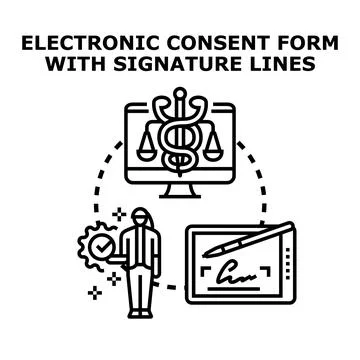 Electronic consent form signing process with digital signature Stock Illustration