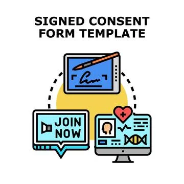 Electronic consent form template for digital health data enrollment 库存插图