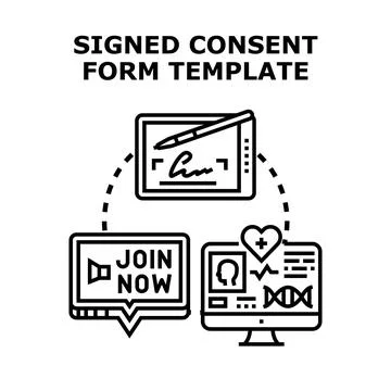 Electronic consent form template for digital health data enrollment Stock Illustration