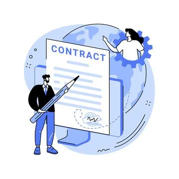 Electronic contract abstract concept vector illustration. Stock Illustration
