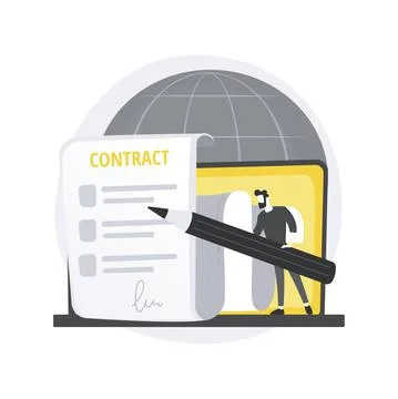Electronic contract abstract concept vector illustration. Stock Illustration