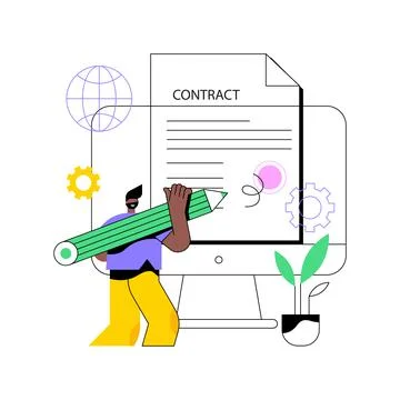 Electronic contract abstract concept vector illustration. Stock Illustration