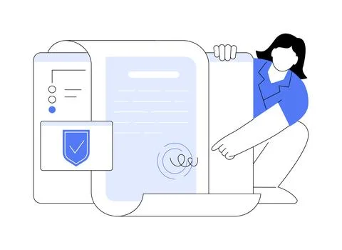 Electronic contract abstract concept vector illustration. Stock Illustration