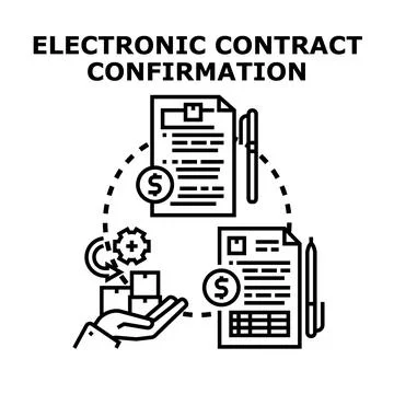 Electronic contract confirmation and digital agreement process 库存插图