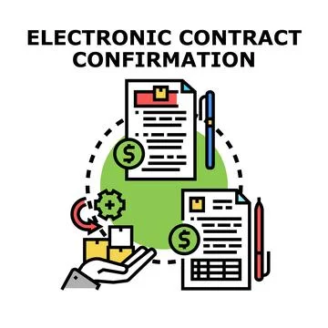 Electronic contract confirmation and digital agreement process Stock Illustration