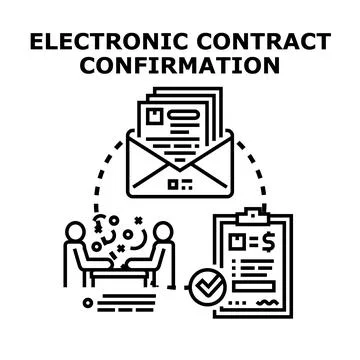 Electronic contract confirmation process and digital agreement signing Stock Illustration