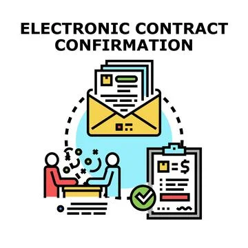 Electronic contract confirmation process and digital agreement signing Stock Illustration