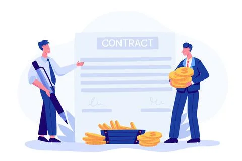 Electronic contract form set. CEO signing of a treaty business contract or deal Stock Illustration