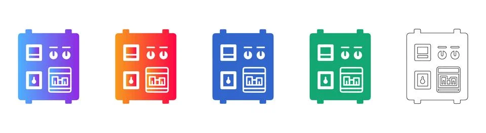 Electronic Control Panel Icon Set Ilustração Stock
