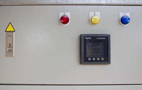 Electronic control panel of the power supply unit on a white background Fotos de archivo