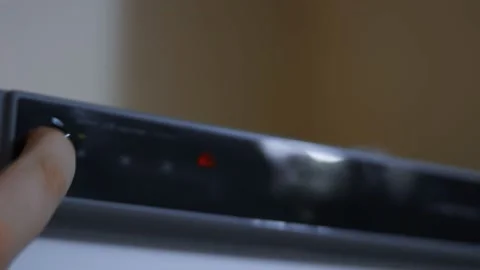 Electronic control on a touch panel of a freezer. Alert indicator blinking Stock Footage 145699872