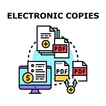 Electronic copies concept creating digital documents 스톡 일러스트